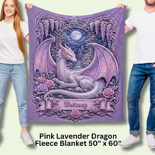 Fügen Sie den Namen Pink Dragon mit Mond & Wisteri Fleecedecke