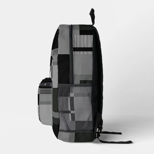Fügen Sie den Namen Schwarz & Grau Abstrakte moder Bedruckter Rucksack (Rechts)