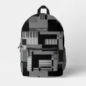 Fügen Sie den Namen Schwarz & Grau Abstrakte moder Bedruckter Rucksack (Vorderseite)