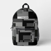 Fügen Sie den Namen Schwarz & Grau Abstrakte moder Bedruckter Rucksack (Vorderseite)