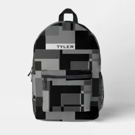 Fügen Sie den Namen Schwarz & Grau Abstrakte moder Bedruckter Rucksack