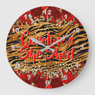 Fügen Sie den Namen Text hinzu, den Sie die Tiger Große Wanduhr
