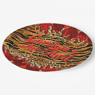 Fügen Sie den Namen Text hinzu, den Sie die Tiger Pappteller