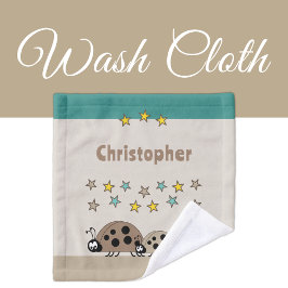 Fügen Sie den Sternen ladybugs braune türkisfarben Waschlappen