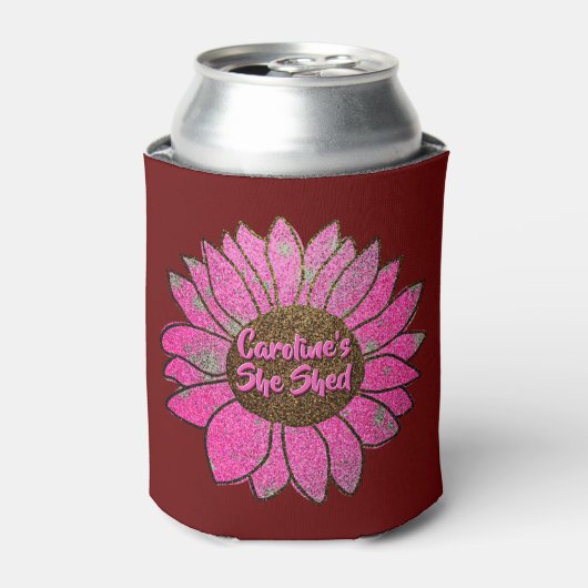 Fügen Sie den Text, den sie mit rosa Sonnenblumen  Dosenkühler (Kanne Vorderseite)