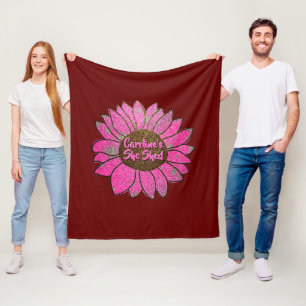 Fügen Sie den Text, den sie mit rosa Sonnenblumen Fleecedecke