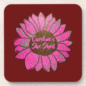 Fügen Sie den Text, den sie mit rosa Sonnenblumen  Getränkeuntersetzer (Vorderseite)