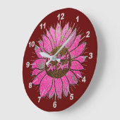 Fügen Sie den Text, den sie mit rosa Sonnenblumen  Große Wanduhr (Winkel)