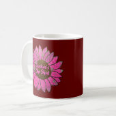 Fügen Sie den Text, den sie mit rosa Sonnenblumen Kaffeetasse (Vorderseite Links)