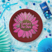 Fügen Sie den Text, den sie mit rosa Sonnenblumen  Pappteller (Party)