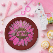 Fügen Sie den Text, den sie mit rosa Sonnenblumen  Pappteller (Party)