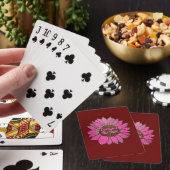 Fügen Sie den Text, den sie mit rosa Sonnenblumen Spielkarten (In Situ)