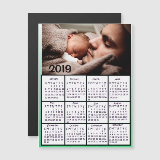 Fügen Sie diesem Blue 2019-Kalender ein Foto hinzu Magneteinladung (Vorne/Hinten)