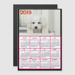 Fügen Sie diesem Roten Kalender 2019 ein Foto hinz Magneteinladung