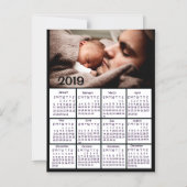 Fügen Sie diesem Schwarzen 2019-Kalender ein Foto Magneteinladung (Vorderseite)