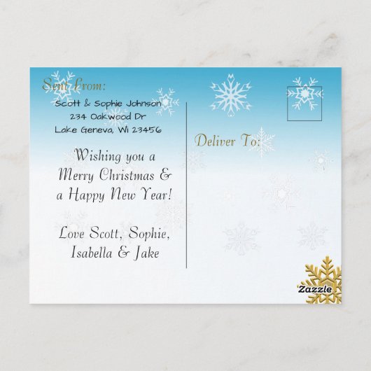 Fügen Sie dieser Blue Christmas Card ein Foto hinz Postkarte (Rückseite)