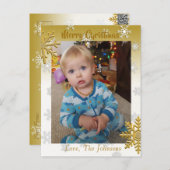 Fügen Sie dieser Gold Weihnachtskarte ein Foto hin Postkarte (Vorne/Hinten)