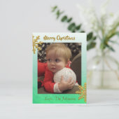 Fügen Sie dieser Green Snowflake Weihnachtskarte e Postkarte (Stehend Vorderseite)