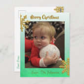 Fügen Sie dieser Green Snowflake Weihnachtskarte e Postkarte (Vorne/Hinten)