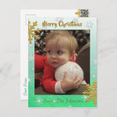 Fügen Sie dieser Green Snowflake Weihnachtskarte e Postkarte (Vorne/Hinten)