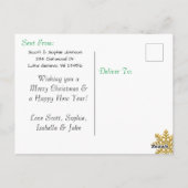 Fügen Sie dieser Green Snowflake Weihnachtskarte e Postkarte (Rückseite)