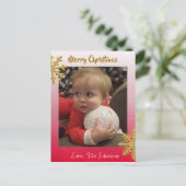 Fügen Sie dieser Red Snowflakes Weihnachtskarte ei Postkarte (Stehend Vorderseite)