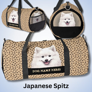 Fügen Sie Dog Name, Ihren Namen, japanischen Spitz Duffle Bag