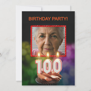 Fügen Sie ein Bild, 100. Geburtstagsparty Einladun Einladung