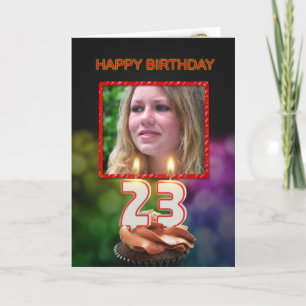 Fügen Sie ein Bild, 23. Geburtstag mit Kuchen und  Karte