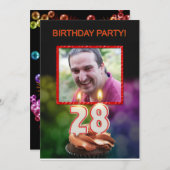 Fügen Sie ein Bild, 28. Geburtstagsfeier Einladung (Vorne/Hinten)
