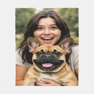 Fügen Sie ein Foto eines Französischen Bulldoggen Fleecedecke