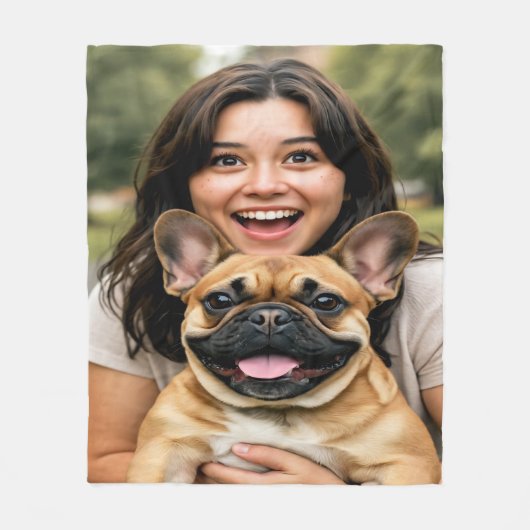 Fügen Sie ein Foto eines Französischen Bulldoggen Fleecedecke (Vorderseite)