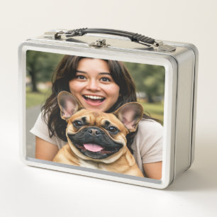 Fügen Sie ein Foto eines Französischen Bulldoggen Metall Brotdose