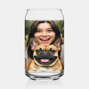 Fügen Sie ein Foto von French Bulldog hinzu und pe Dosenglas