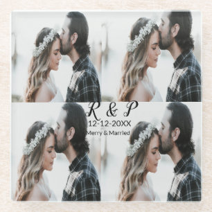 Fügen Sie ein paar Foto fröhlich verheirateten Add Glasuntersetzer