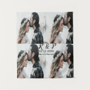 Fügen Sie ein paar Foto fröhlich verheirateten Add Wandteppich