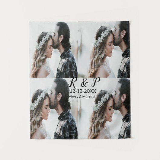 Fügen Sie ein paar Foto fröhlich verheirateten Add Wandteppich (Vorderseite)