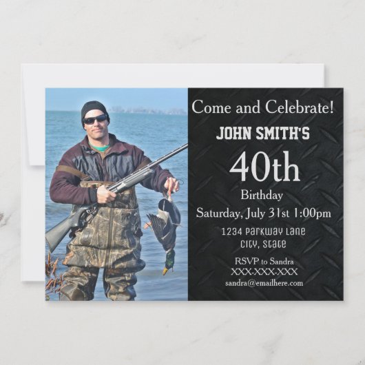 Fügen Sie eine Jagd oder Hobby Foto Männer Birthda Einladung (Vorderseite)