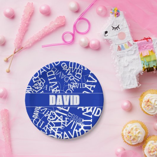 Fügen Sie einen beliebigen Namen, Namenscollage in Pappteller (Party)