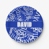 Fügen Sie einen beliebigen Namen, Namenscollage in Pappteller (Vorderseite)