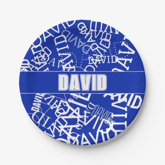 Fügen Sie einen beliebigen Namen, Namenscollage in Pappteller (Vorderseite)