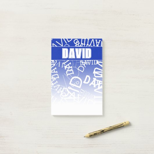 Fügen Sie einen beliebigen Namen, Namenscollage in Post-it Klebezettel (Auf Schreibtisch)