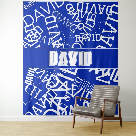 Fügen Sie einen beliebigen Namen, Namenscollage in Wandteppich (Beispiel)