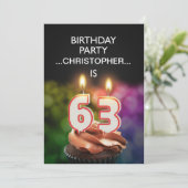 Fügen Sie einen Namen hinzu, 63. Geburtstagsparty Einladung (Stehend Vorderseite)