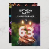 Fügen Sie einen Namen hinzu, 63. Geburtstagsparty Einladung (Vorne/Hinten)