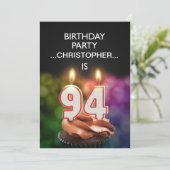 Fügen Sie einen Namen hinzu, 94. Geburtstagsparty  Einladung (Stehend Vorderseite)