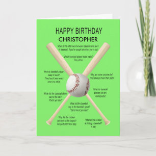 Fügen Sie einen Namen hinzu, Baseballwitze zum Geb Karte