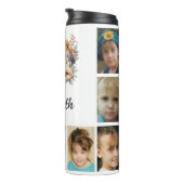 Fügen Sie einen Namen Initialen 9 Foto floral lila Thermosbecher (Nach rechts gedreht)