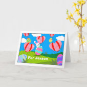 Fügen Sie einen Namen Ostern mit Heißluftballons u Karte (Gelbe Blume)