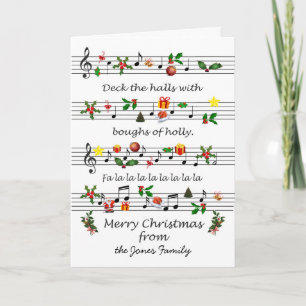 Fügen Sie einen Namen Weihnachtsblatt Musik Decke Feiertagskarte